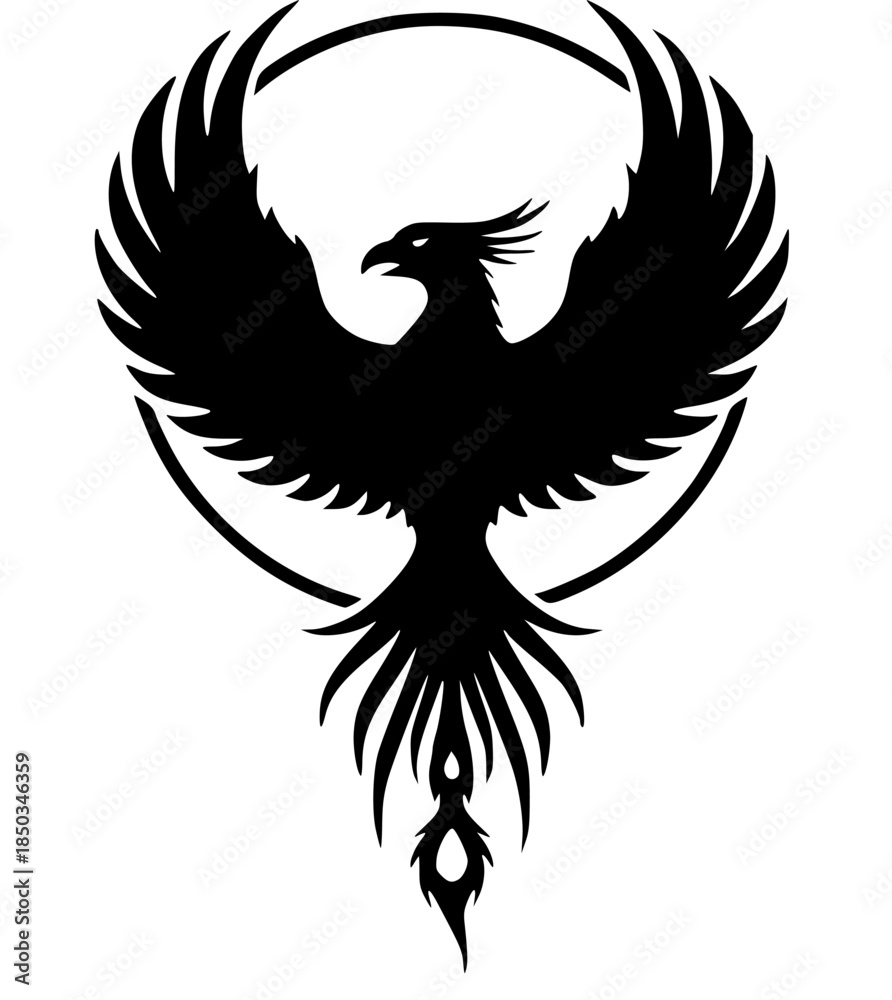 Obraz premium phoenix bird icon illustration, phoenix bird silhouette logo svg vector 