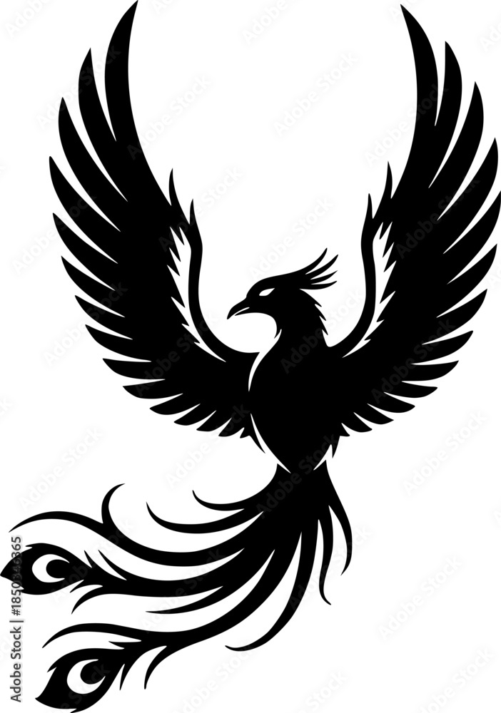 Fototapeta premium phoenix bird icon illustration, phoenix bird silhouette logo svg vector 