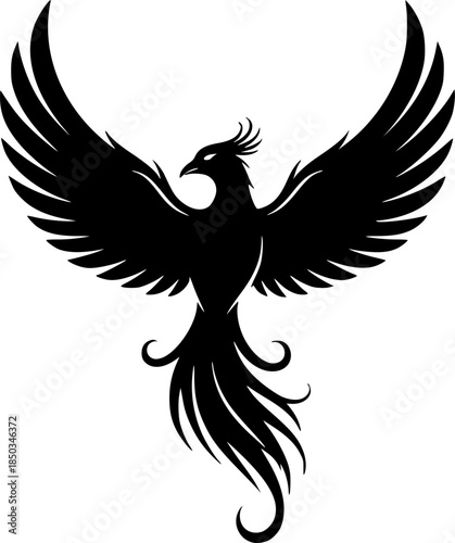 phoenix bird icon illustration, phoenix bird silhouette logo svg vector
