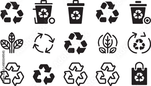 Recycle icon set. Ecology, eco friendly and environmental symbol. Vector illustration.