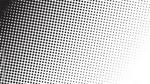 Abstract geometric black circle halftone pattern background fading to transparent grid
