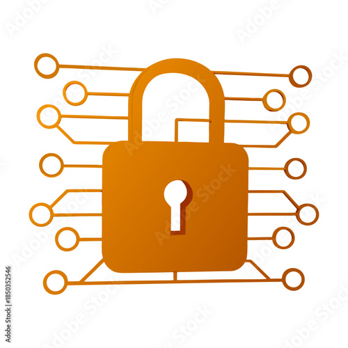 Digital Padlock with Circuit Technology Representing Cybersecurity, Data Protection and Network Safety.