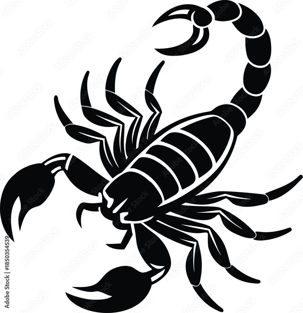 Fototapeta premium Black scorpion silhouette vector illustration