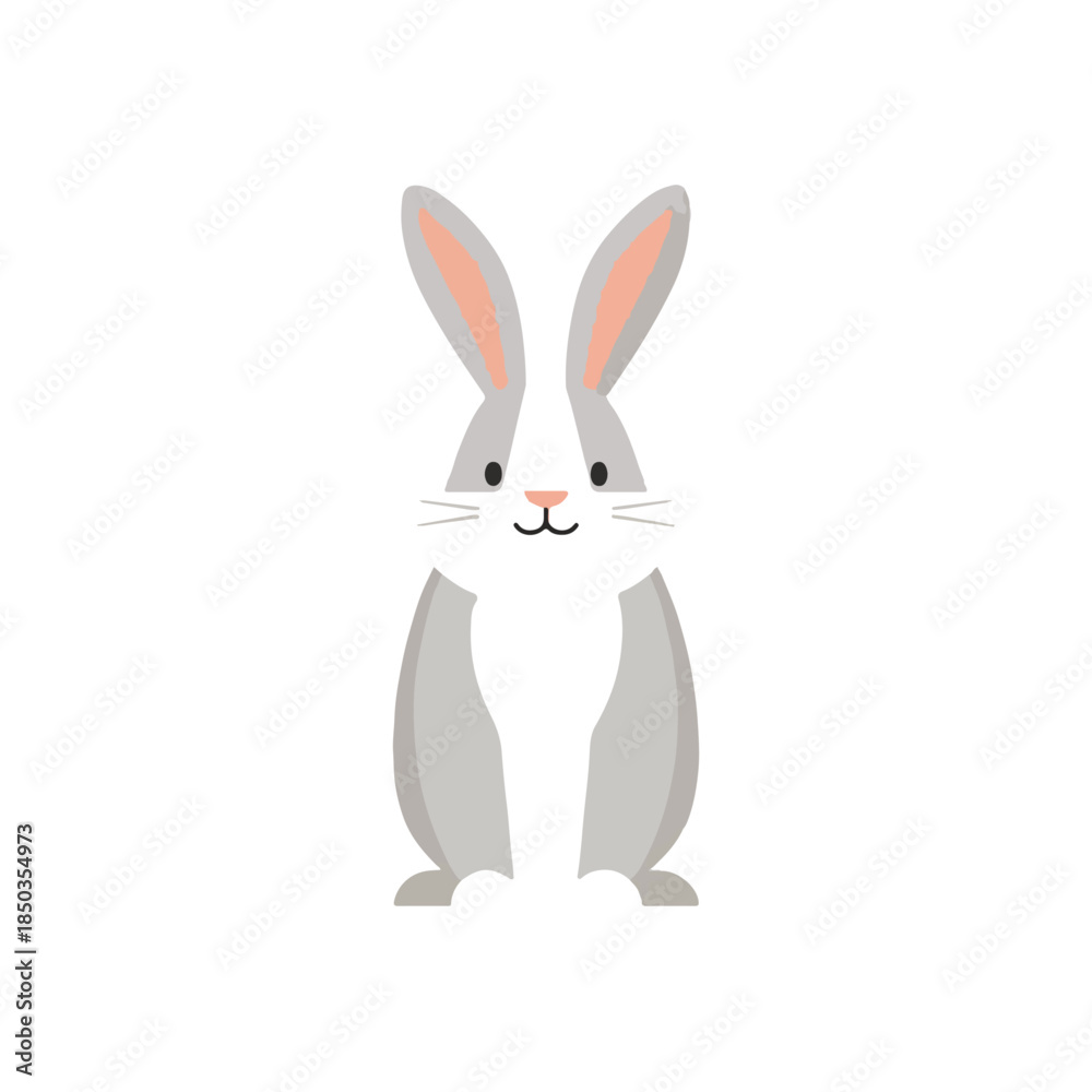 Fototapeta premium Cute Bunny Rabbit Illustration on White Background, Easter Design