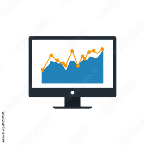 Financial Analysis Icon Computer Monitor Displaying Growth Chart