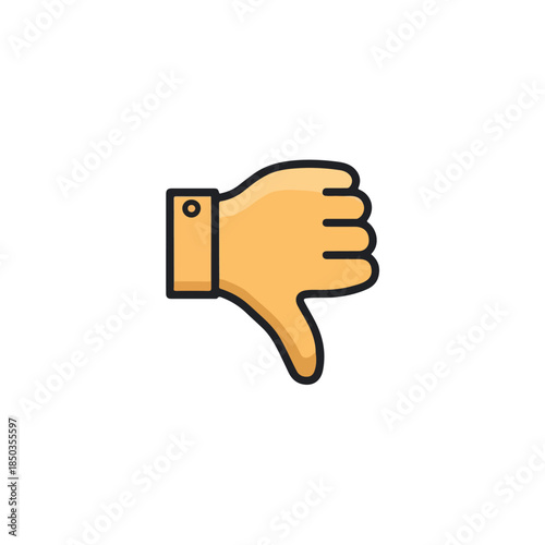 Hand Symbol Thumbs Down Icon, Flat Design Style