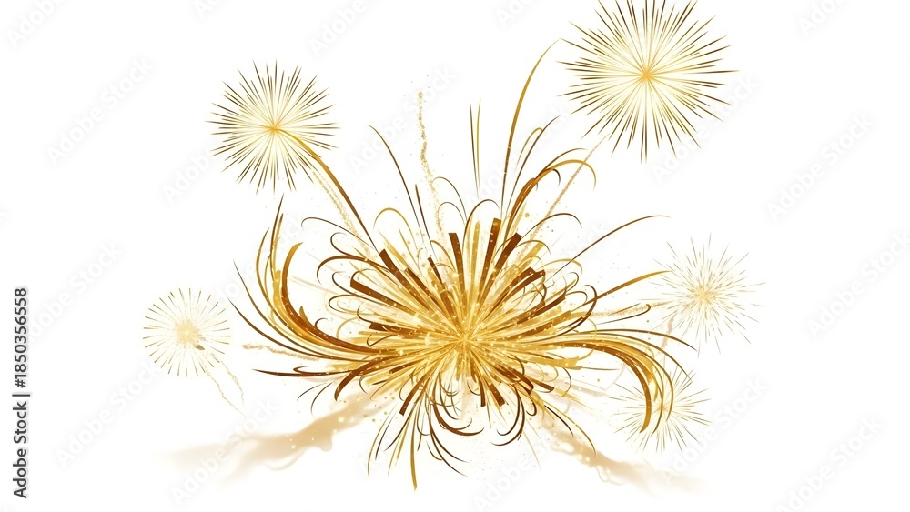 Obraz premium Sparkling golden fireworks display, perfect for celebrations and special occasions. The fireworks explode with a dazzling burst of light and color, creating a magical atmosphere