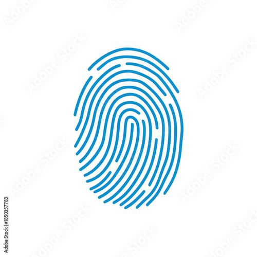 Blue Fingerprint Icon on White Background Security, ID, Access