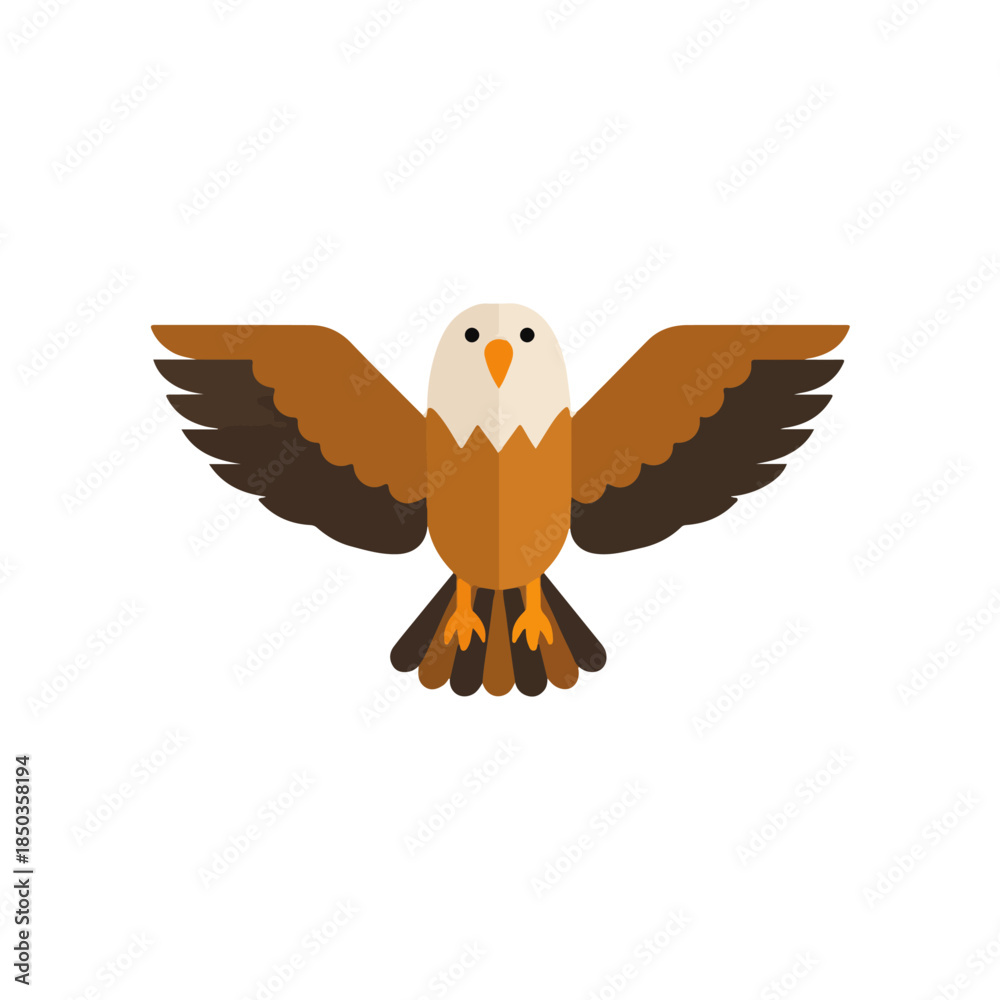 Obraz premium Flat Design Eagle Spreading Wings on White Background