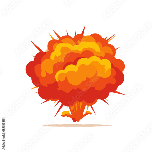 Explosion Blast Illustration Orange, Yellow Comic Style