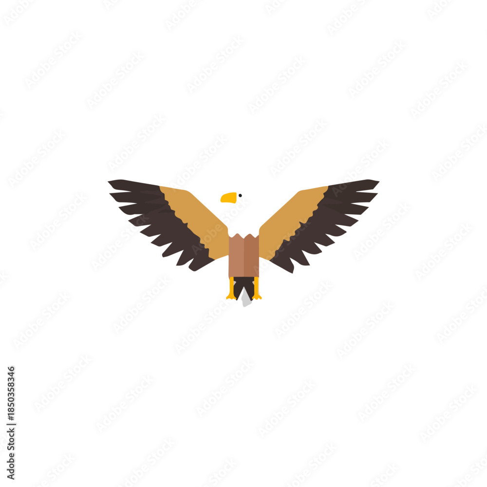 Obraz premium Geometric Eagle with Outspread Wings on White Background