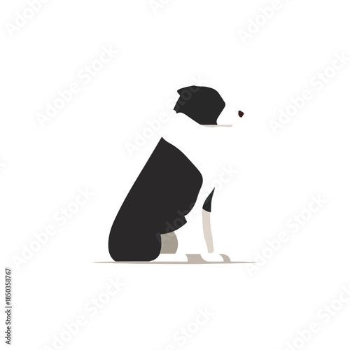 Minimalist Dog Silhouette Black and White Pet Icon