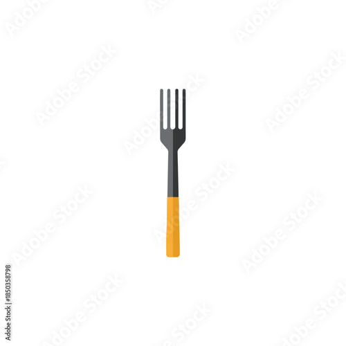 Minimalist Fork Illustration with Yellow and Gray Handle