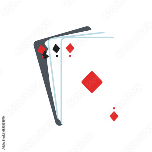 Modern Playing Cards Stack with Red Diamonds and Black Symbols
