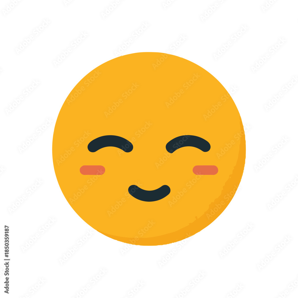 Fototapeta premium Smiling Emoji Icon on White Background, Positive Emotion