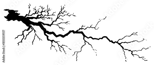 Horizontal black wall crack or jagged fissure texture vector