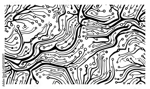 Abstract organic circuit board pattern resembling tree roots and technology connection