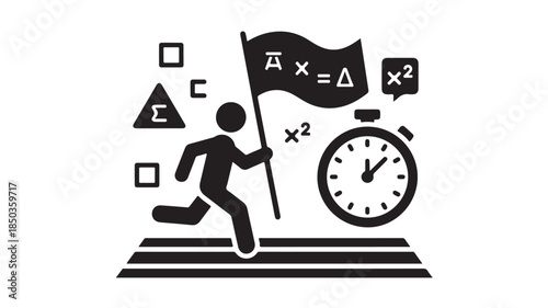 Goal Achievement Time Management Productivity Vector Silhouette