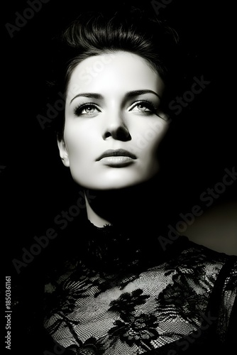 Portrait of a young woman in light and shadow