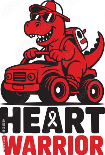 Cute Dinosaur Heart Warrior Cartoon Heart Disease Awareness Design