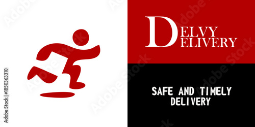 A fast and reliable delivery service logo featuring a running man icon, conveying speed, safety, and timeliness, perfect for logistics and transportation companies.