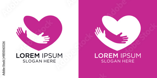 A heartwarming logo design featuring hands and a heart symbol, perfect for charity, nonprofit, or social responsibility campaigns