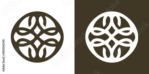 Elegant circular logos with abstract leaf patterns for modern brand identity