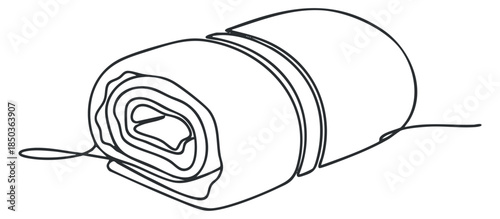 A rolled towel in minimalist outline vector style, perfect for spa and wellness branding