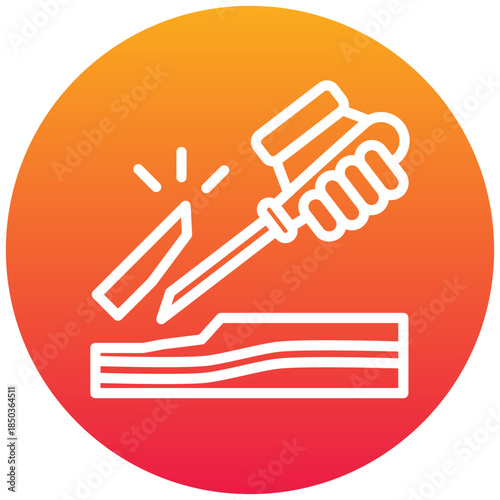 Gouge Cutter Gradient Icon, Mini Illustration Relate To Carpentry, Wood Industry. Use For Modern Concept, Ui, Ux Web And App Development.