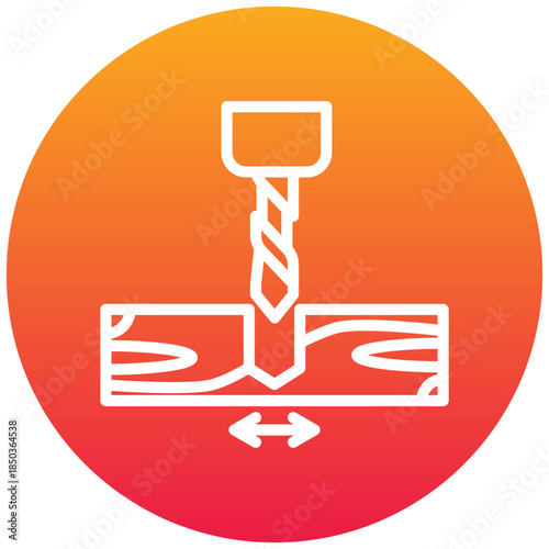Kerf Width Gradient Icon, Mini Illustration Relate To Carpentry, Wood Industry. Use For Modern Concept, Ui, Ux Web And App Development.