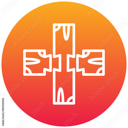 Mortise Join Gradient Icon, Mini Illustration Relate To Carpentry, Wood Industry. Use For Modern Concept, Ui, Ux Web And App Development.