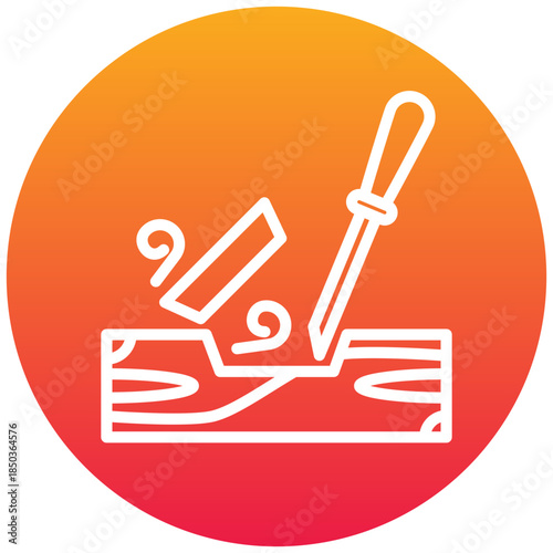 Notch Cut Gradient Icon, Mini Illustration Relate To Carpentry, Wood Industry. Use For Modern Concept, Ui, Ux Web And App Development.