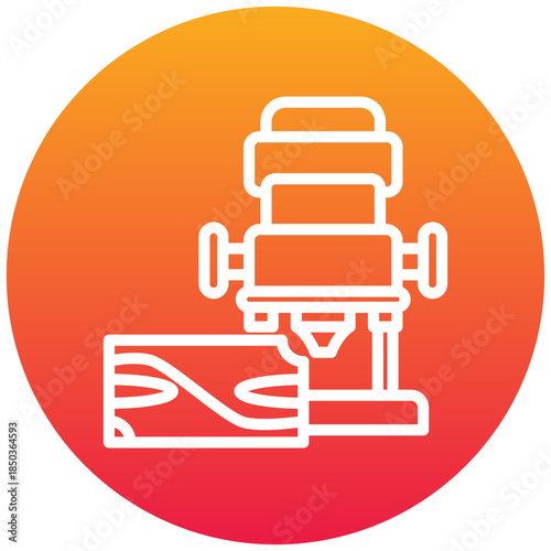 Wood Router Gradient Icon, Mini Illustration Relate To Carpentry, Wood Industry. Use For Modern Concept, Ui, Ux Web And App Development.
