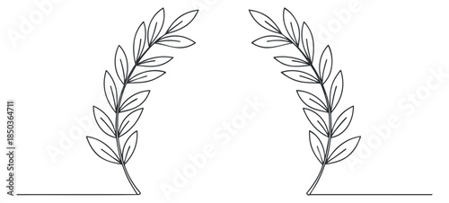 A symmetrical pair of olive branches in outline vector style, perfect for eco-friendly branding and elegant designs