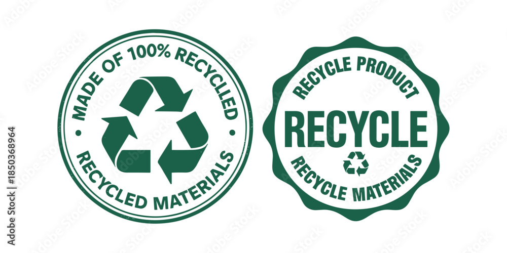 Obraz premium Recycle icon set of vector illustration design, eco friendly isolated symbol collection, environmental conservation silhouette, sustainable design, recycle symbol, green energy, CO2 emissions