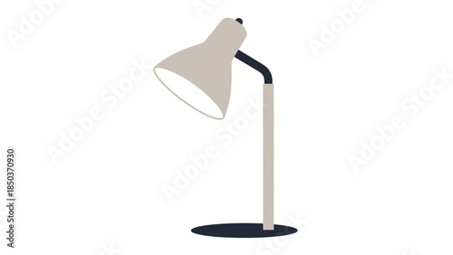 A modern floor lamp with a flexible arm and conical shade.