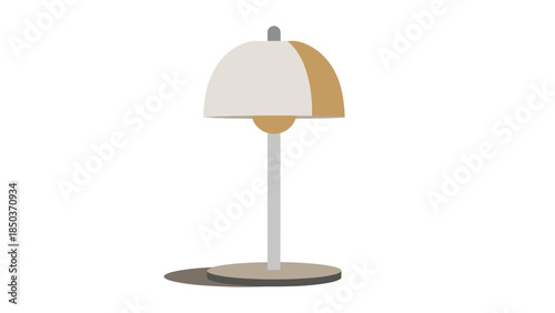 A modern desk lamp with a bell-shaped shade and a round base.