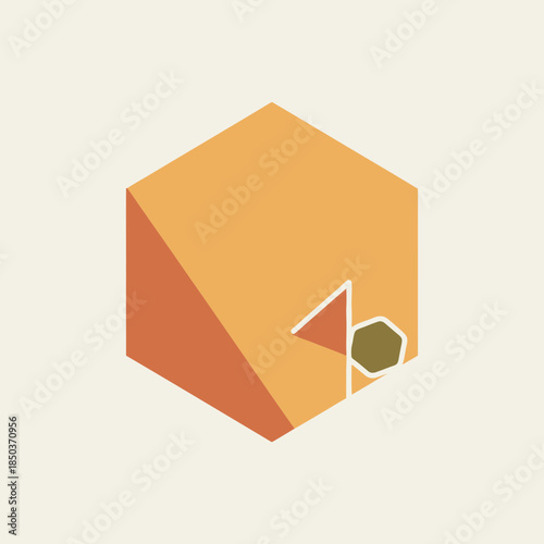 Free Download Abstract geometric shapes form a cube with a flag and hexagon. - GFXLoad