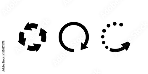 Recycle icon set of vector illustration design, eco friendly isolated symbol collection, environmental conservation silhouette, sustainable design, recycle symbol, green energy, CO2 emissions