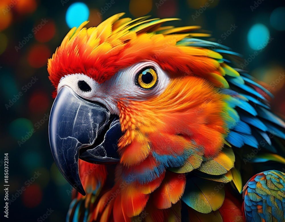 Fototapeta premium brightly colored parrot close up