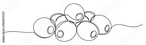 single continuous line drawing of a pile of fresh olives