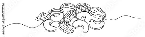mixed nuts line art vector illustration