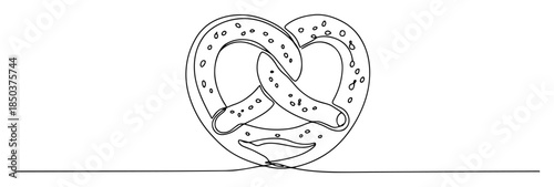 single continuous line drawing of a soft pretzel snack