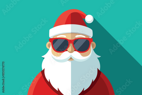 Christmas Santa Claus face with sunglasses, illustration