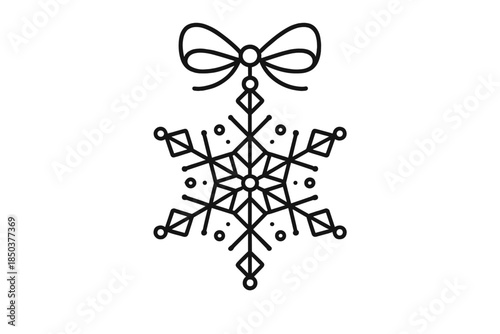 Creative snowflake design with bow for winter decorations and holiday crafts