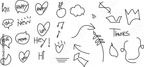  hand drawn doodle in white beck ground