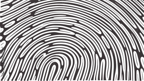 Black and white abstract fingerprint texture in monochrome line