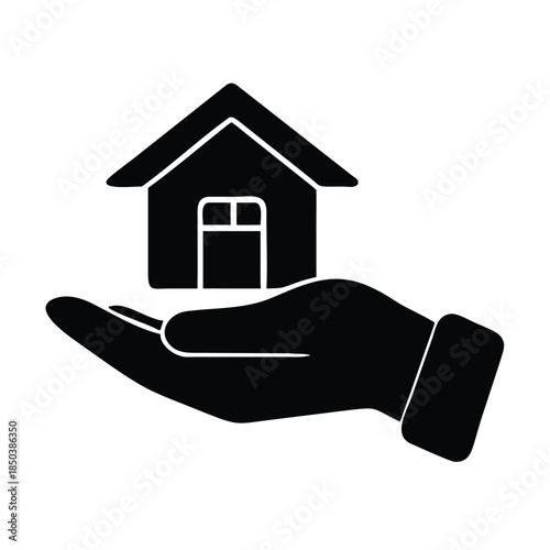 Simple home in hand icon