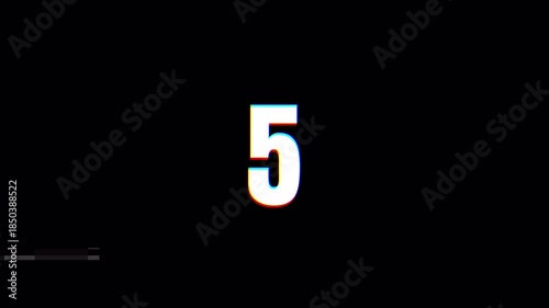 10 second countdown glitch timer animation. 4k video. alpha channel