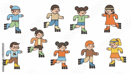 Roller Skating Children in Motion